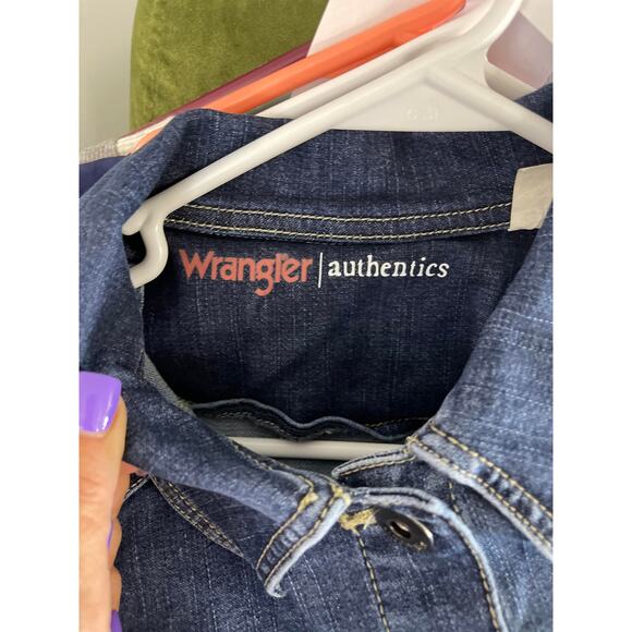 Wrangler Authentics denim jacket blue jean wome's medium dark wash western - Picture 8 of 14